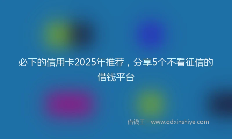 必下的信用卡2025年推荐，分享5个不看征信的借钱平台