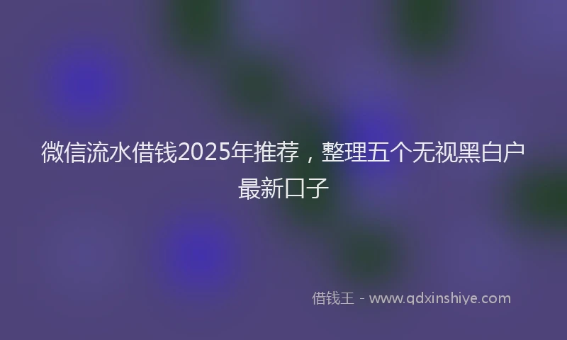 微信流水借钱2025年推荐，整理五个无视黑白户最新口子