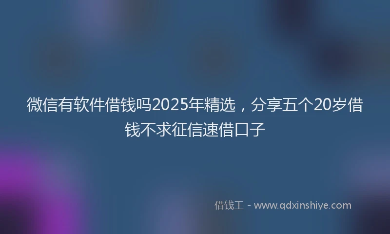 微信有软件借钱吗2025年精选，分享五个20岁借钱不求征信速借口子