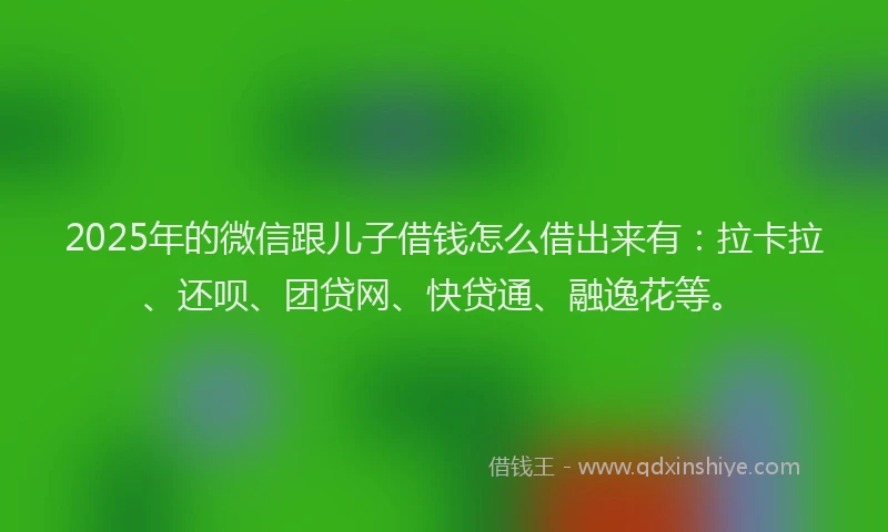 2025年的微信跟儿子借钱怎么借出来有：拉卡拉、还呗、团贷网、快贷通、融逸花等。