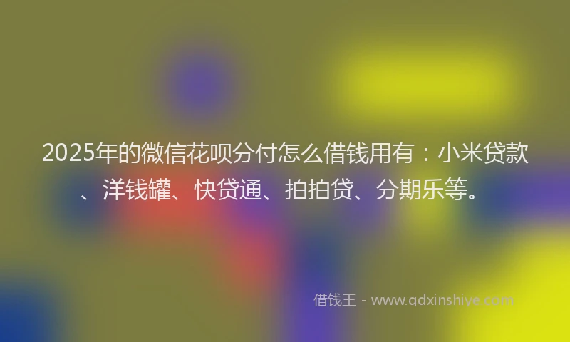 2025年的微信花呗分付怎么借钱用有：小米贷款、洋钱罐、快贷通、拍拍贷、分期乐等。