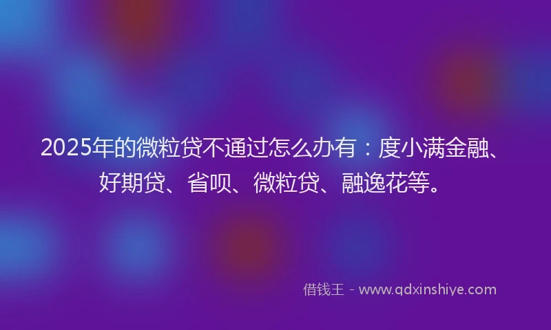 2025年的微粒贷不通过怎么办有：度小满金融、好期贷、省呗、微粒贷、融逸花等。