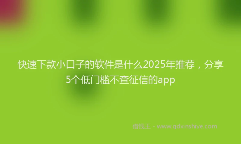 快速下款小口子的软件是什么2025年推荐，分享5个低门槛不查征信的app