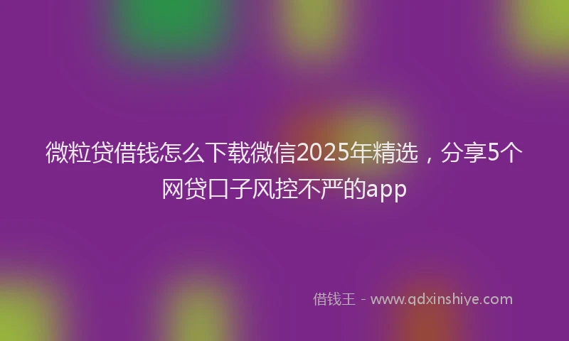 微粒贷借钱怎么下载微信2025年精选，分享5个网贷口子风控不严的app