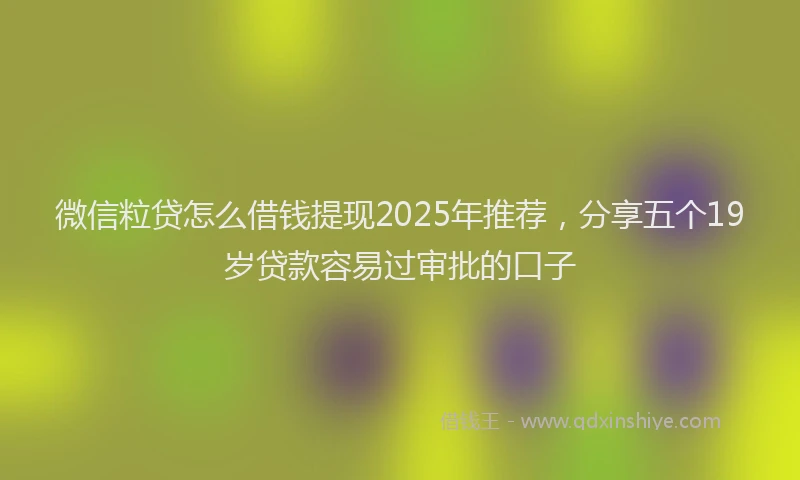 微信粒贷怎么借钱提现2025年推荐，分享五个19岁贷款容易过审批的口子