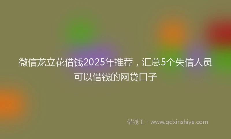 微信龙立花借钱2025年推荐，汇总5个失信人员可以借钱的网贷口子