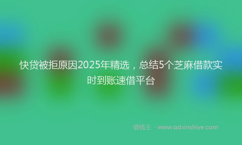 快贷被拒原因2025年精选，总结5个芝麻借款实时到账速借平台