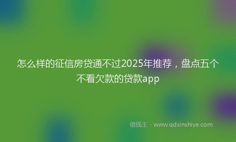 怎么样的征信房贷通不过2025年推荐，盘点五个不看欠款的贷款app