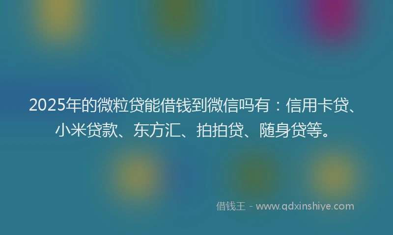 2025年的微粒贷能借钱到微信吗有：信用卡贷、小米贷款、东方汇、拍拍贷、随身贷等。