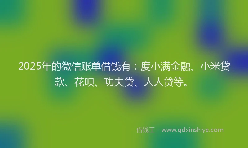 2025年的微信账单借钱有：度小满金融、小米贷款、花呗、功夫贷、人人贷等。