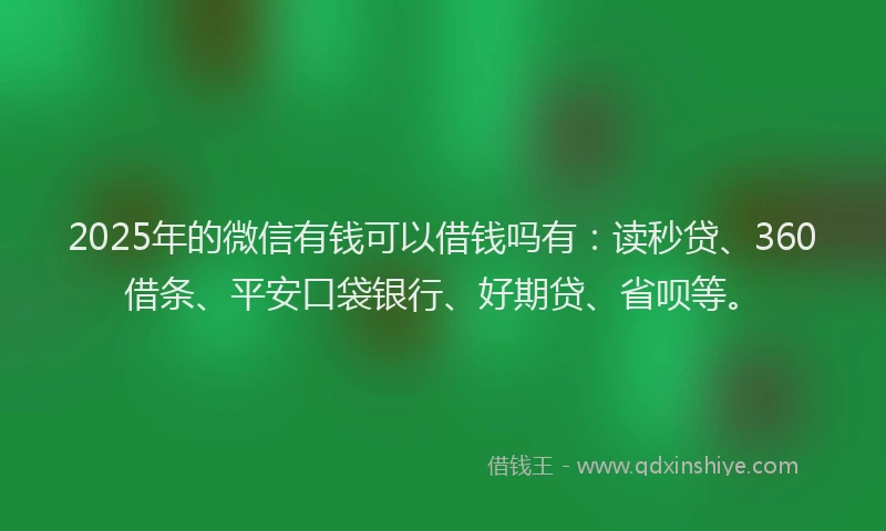 2025年的微信有钱可以借钱吗有：读秒贷、360借条、平安口袋银行、好期贷、省呗等。