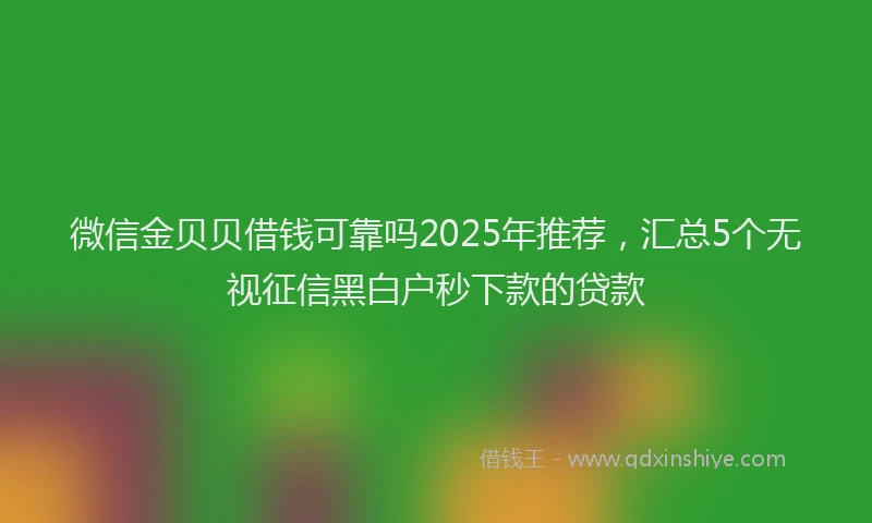 微信金贝贝借钱可靠吗2025年推荐，汇总5个无视征信黑白户秒下款的贷款