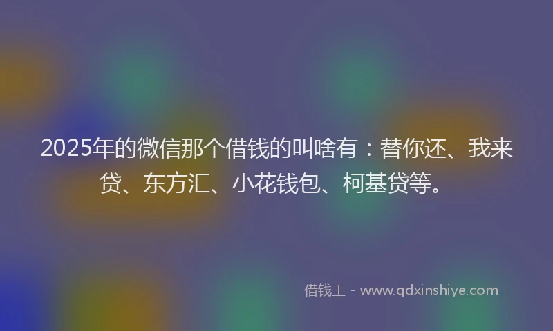2025年的微信那个借钱的叫啥有：替你还、我来贷、东方汇、小花钱包、柯基贷等。