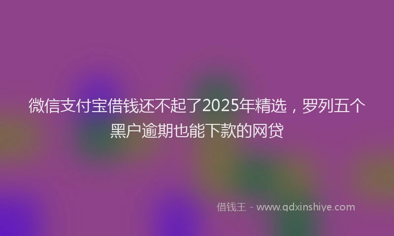 微信支付宝借钱还不起了2025年精选，罗列五个黑户逾期也能下款的网贷