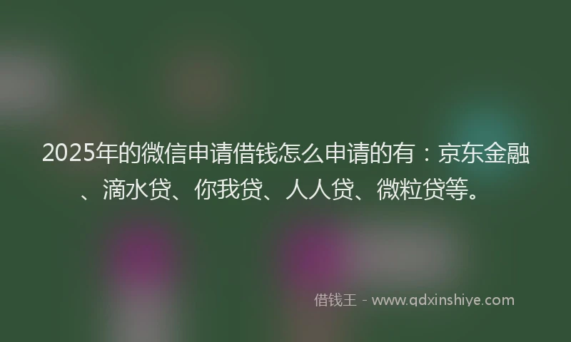 2025年的微信申请借钱怎么申请的有：京东金融、滴水贷、你我贷、人人贷、微粒贷等。