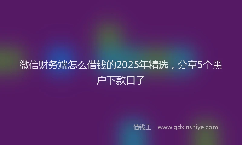 微信财务端怎么借钱的2025年精选，分享5个黑户下款口子