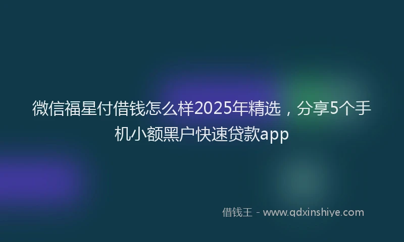 微信福星付借钱怎么样2025年精选，分享5个手机小额黑户快速贷款app