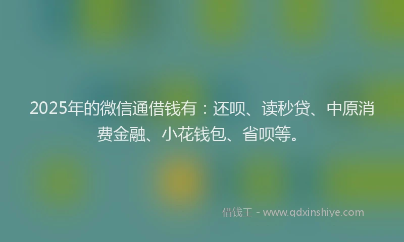 2025年的微信通借钱有：还呗、读秒贷、中原消费金融、小花钱包、省呗等。