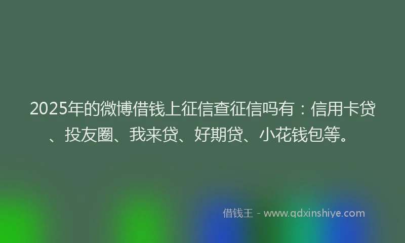 2025年的微博借钱上征信查征信吗有：信用卡贷、投友圈、我来贷、好期贷、小花钱包等。