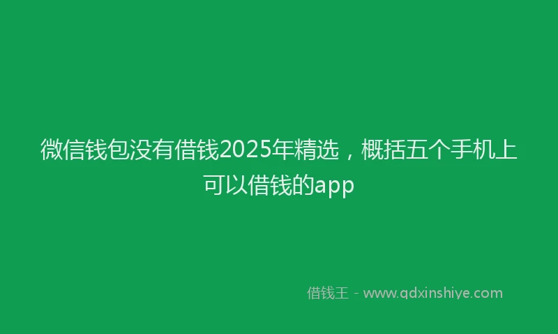 微信钱包没有借钱2025年精选，概括五个手机上可以借钱的app