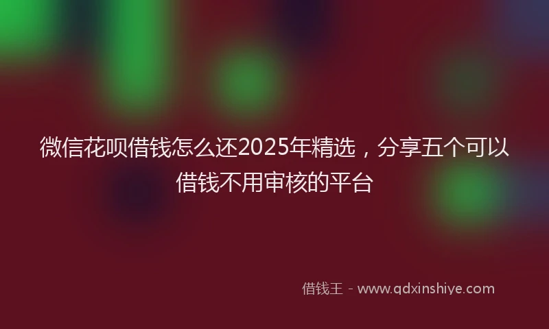 微信花呗借钱怎么还2025年精选，分享五个可以借钱不用审核的平台