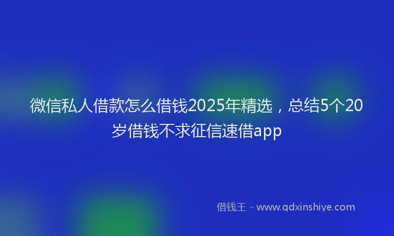 微信私人借款怎么借钱2025年精选，总结5个20岁借钱不求征信速借app