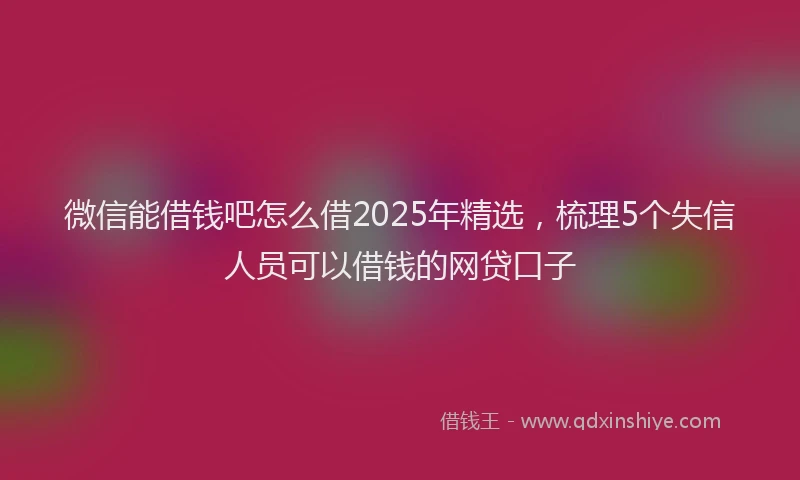 微信能借钱吧怎么借2025年精选，梳理5个失信人员可以借钱的网贷口子