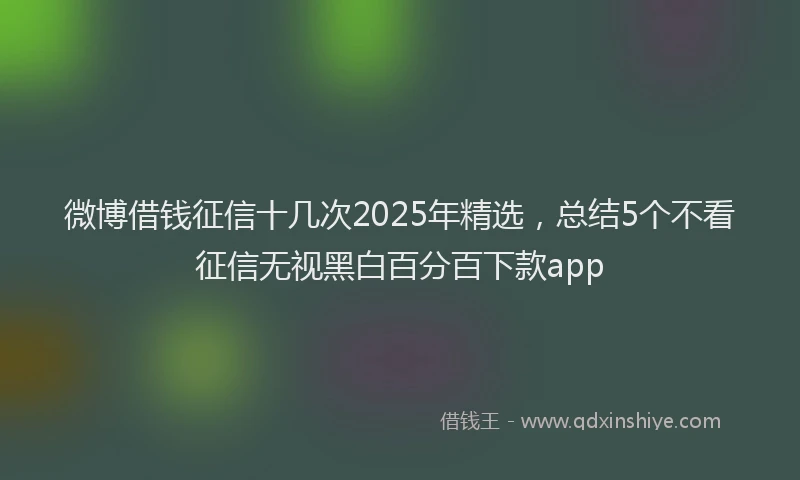 微博借钱征信十几次2025年精选，总结5个不看征信无视黑白百分百下款app