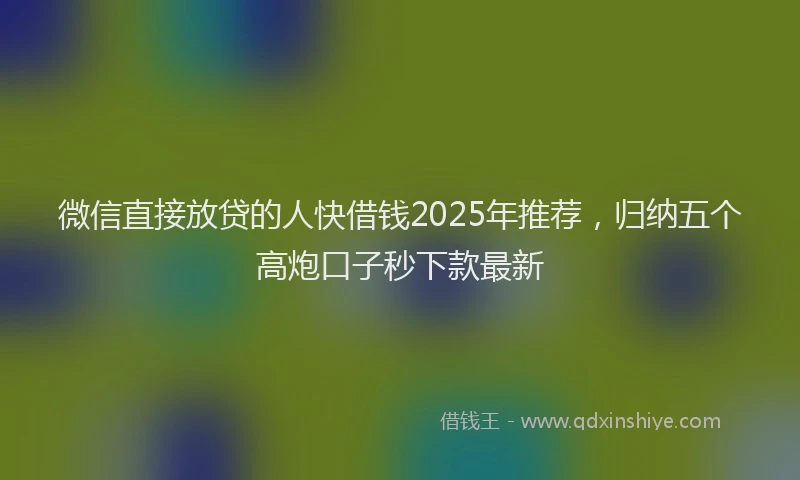 微信直接放贷的人快借钱2025年推荐，归纳五个高炮口子秒下款最新
