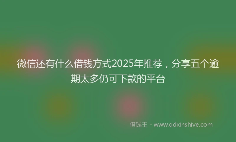 微信还有什么借钱方式2025年推荐，分享五个逾期太多仍可下款的平台