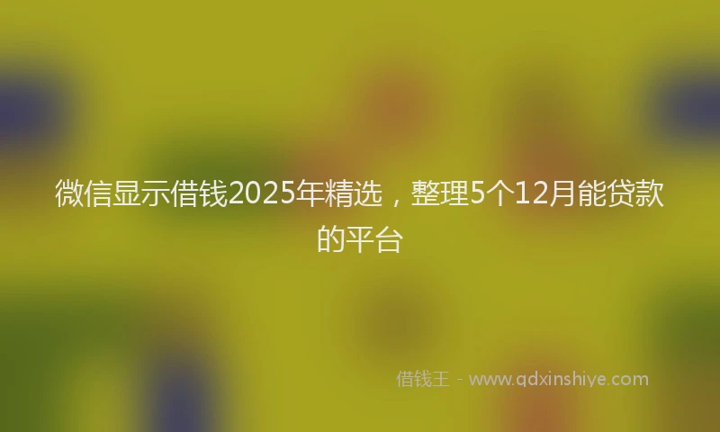 微信显示借钱2025年精选，整理5个12月能贷款的平台