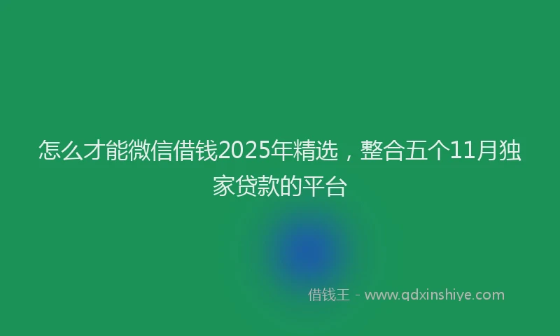 怎么才能微信借钱2025年精选，整合五个11月独家贷款的平台