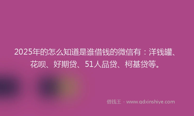 2025年的怎么知道是谁借钱的微信有：洋钱罐、花呗、好期贷、51人品贷、柯基贷等。