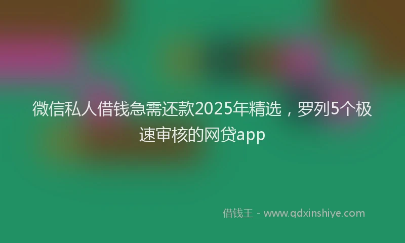 微信私人借钱急需还款2025年精选，罗列5个极速审核的网贷app