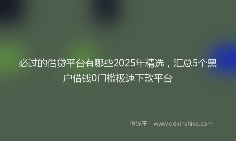必过的借贷平台有哪些2025年精选，汇总5个黑户借钱0门槛极速下款平台