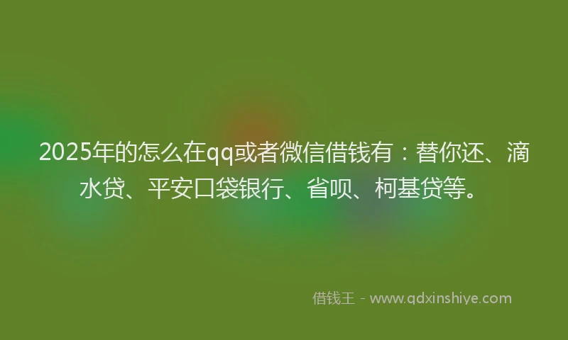 2025年的怎么在qq或者微信借钱有：替你还、滴水贷、平安口袋银行、省呗、柯基贷等。