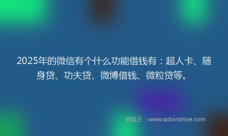 2025年的微信有个什么功能借钱有：超人卡、随身贷、功夫贷、微博借钱、微粒贷等。