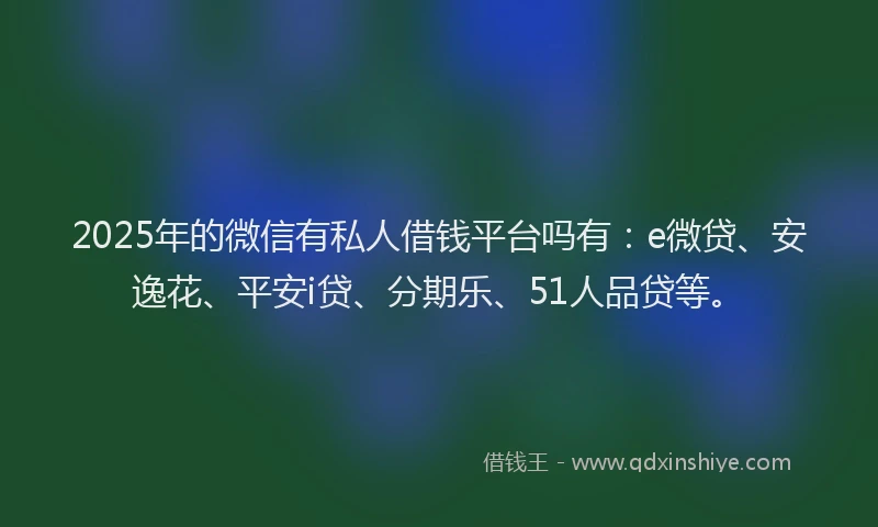2025年的微信有私人借钱平台吗有：e微贷、安逸花、平安i贷、分期乐、51人品贷等。