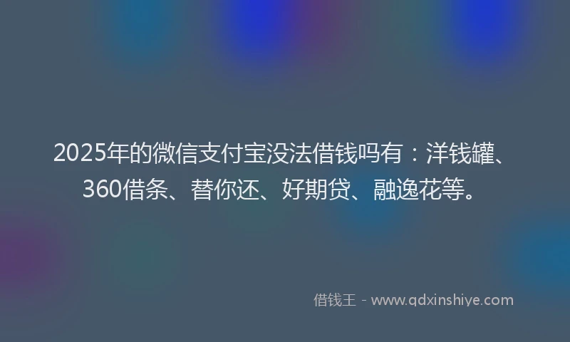 2025年的微信支付宝没法借钱吗有：洋钱罐、360借条、替你还、好期贷、融逸花等。