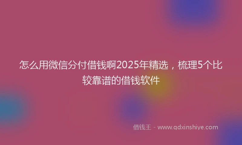 怎么用微信分付借钱啊2025年精选，梳理5个比较靠谱的借钱软件