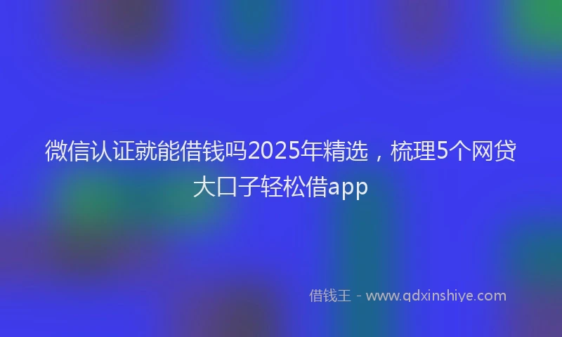 微信认证就能借钱吗2025年精选，梳理5个网贷大口子轻松借app