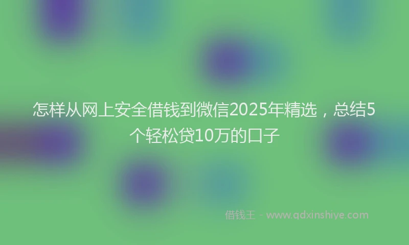 怎样从网上安全借钱到微信2025年精选，总结5个轻松贷10万的口子