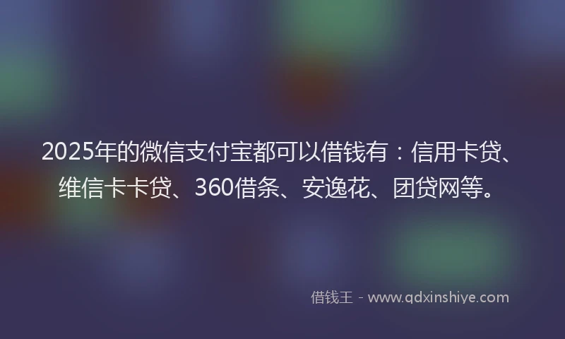 2025年的微信支付宝都可以借钱有：信用卡贷、维信卡卡贷、360借条、安逸花、团贷网等。