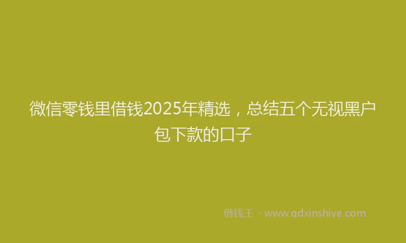 微信零钱里借钱2025年精选，总结五个无视黑户包下款的口子
