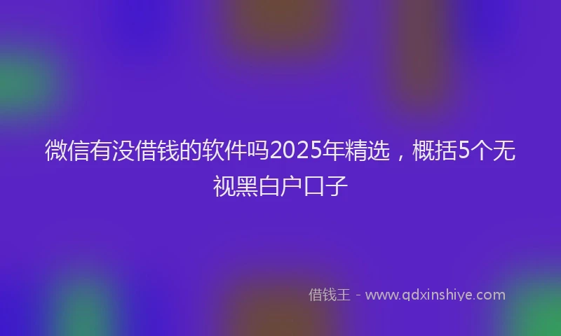 微信有没借钱的软件吗2025年精选，概括5个无视黑白户口子
