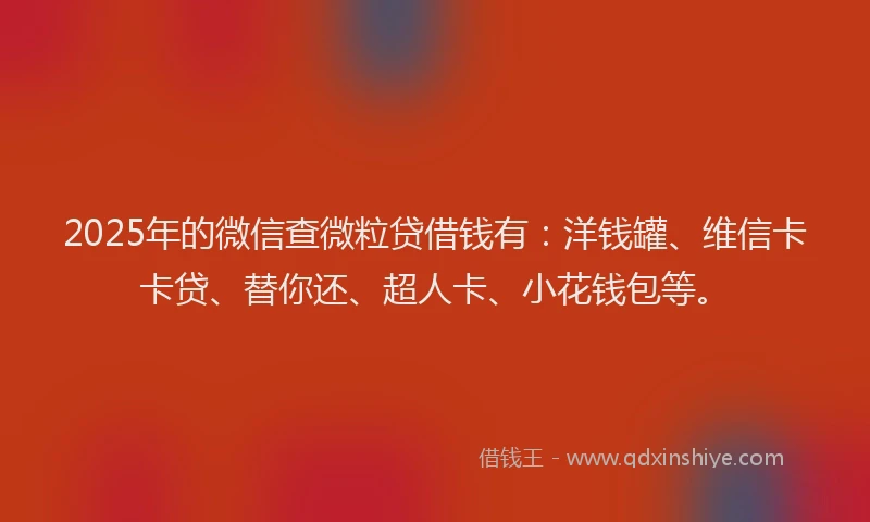 2025年的微信查微粒贷借钱有：洋钱罐、维信卡卡贷、替你还、超人卡、小花钱包等。