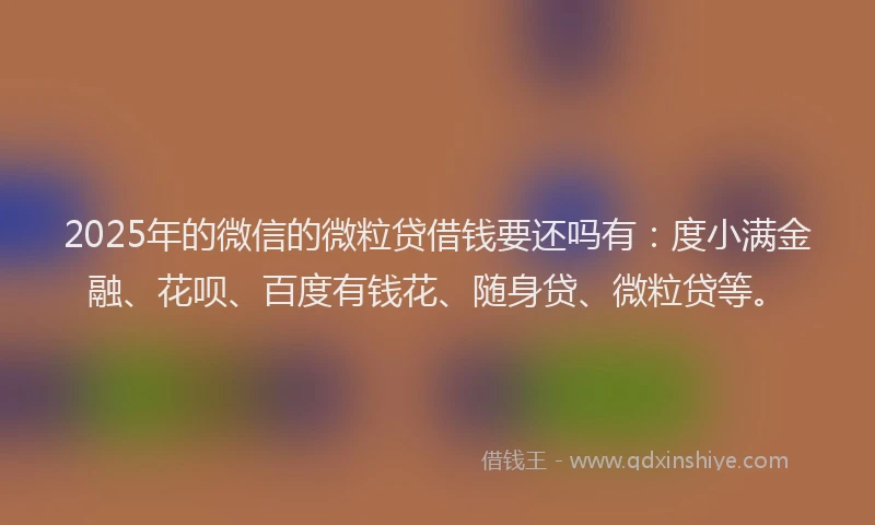 2025年的微信的微粒贷借钱要还吗有：度小满金融、花呗、百度有钱花、随身贷、微粒贷等。