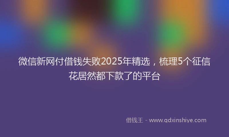 微信新网付借钱失败2025年精选，梳理5个征信花居然都下款了的平台