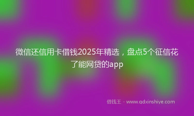 微信还信用卡借钱2025年精选，盘点5个征信花了能网贷的app