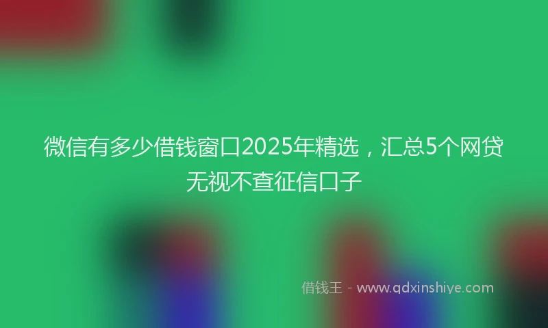 微信有多少借钱窗口2025年精选，汇总5个网贷无视不查征信口子